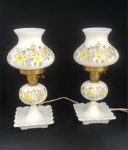 2 Vintage Glass Handpainted Gone with the Wind Hurricane Parlor Lamp   - £110.29 GBP