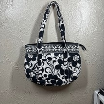 Vera Bradley Black White Floral Quilted Bag Purse Tote - Double Shoulder... - $27.45