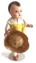 Vintage Composition 8&quot; Young Mexican Boy Doll w/ Sombrero (Circa 1940&#39;s) - $55.73