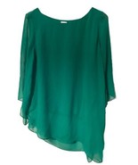 Chico&#39;s Green Asymmetrical drama Blouse 3/4 sleeve size 1 = to US M/8 - $12.00