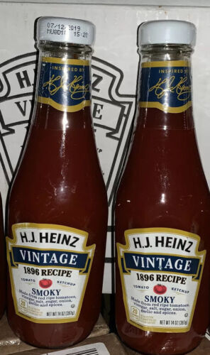 2 H.J. Heinz Vintage 1896 Recipe Ketchup Smoky 14 Oz Sealed Discontinued Rare - £9.42 GBP