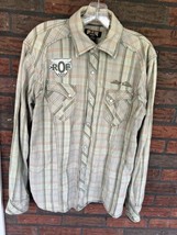 Ring of Fire Flannel Shirt Large Pearl Snap Plaid 100% Cotton Handcrafte... - $15.20
