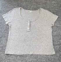 Charlotte Russe Shirt Womens Large Gray Pullover Cropped Top Stretch - $13.29