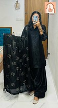 Black Farsi Salwar Suit - Fendi Silk Fabric with Embroidered Dupatta - $45.00