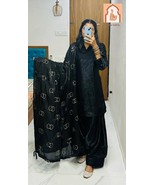 Black Farsi Salwar Suit - Fendi Silk Fabric with Embroidered Dupatta - $847.06 MXN