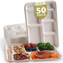 Brheez Eco-Friendly 6 Compartment 8.5”X12.5” Disposable School Tray, Pack Of 50 - $34.96