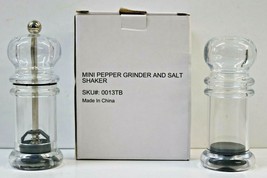 Clear Mini Salt Shaker and Pepper Mill Grinder 4” Tall New In Box! - £11.95 GBP