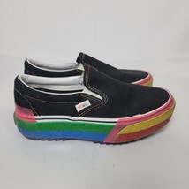Vans Slip On Stacked Black Glitter Rainbow Platform Shoes Womens Size 7.5 Pride - £36.49 GBP