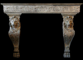 Beautiful Lion Fireplace Mantel in Antique Stone color 72.5&quot; x 52.25&quot; - £2,141.06 GBP
