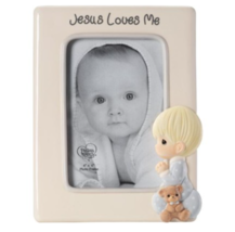 Jesus Loves Me Praying Boy Picture Frame 4x6 photo Baptism Gift Precious Moments - £21.23 GBP