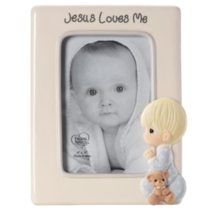 Jesus Loves Me Praying Boy Picture Frame 4x6 photo Baptism Gift Precious... - $26.99