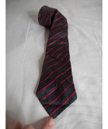 Vintage Orient Blue Red Striped silk narrow Tie necktie 1930s - 1950s - $19.99