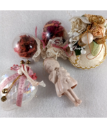 Victorian Christmas Ornaments Lot of 5 Porcelain Glass Beautifil - $33.65