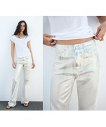 NWT ZARA MID WAIST LOOSE FOIL SILVER WIDE LEG JEANS  34-- 2 - $75.54 CAD