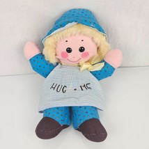 Vintage 1983 Stuffed Plush Cloth Rag Doll Well Made Toy Hug Me Blue 15&quot; Blonde - £78.28 GBP