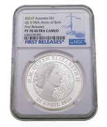 2021-P Australia S $1 Regina Elisabetta II 95th Compleanno NGC PF-70 Cammeo - $681.64