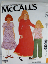 McCalls 6335 Childs  Size 12 Maxi dress top pants Quick easy Vintage - £9.33 GBP