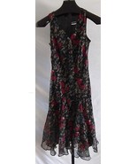 NWT Lauren Ralph Lauren Black Burgundy floral Polyester Sleeveless Dress 4P - £38.87 GBP