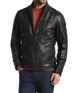 New Men's Genuine Lambskin Leather Jacket Black Slim Fit Motorcycle Jacket MJ148 - £93.70 GBP