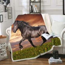 Throw 60&quot; X 80&quot; 3D Horse Print Blanket Comfort Warmth Soft Cozy Fleece Blanket - £27.96 GBP