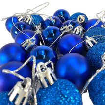 24 Piece Blue Mini Shiny Matte Glitter Shatterproof Ball Ornaments 1.2 Inch - $15.82