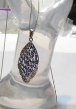 Purple Tanzanite Marquise &amp; White Diamond Large Pendant W/ 20&quot;L Chain,2.... - $109.99