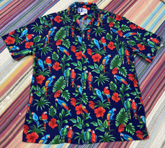 Vtg 80s RJC Hawaiian Shirt Parrots Palm Leaf Floral Tropical Luau Shirt Sz XL - £20.73 GBP