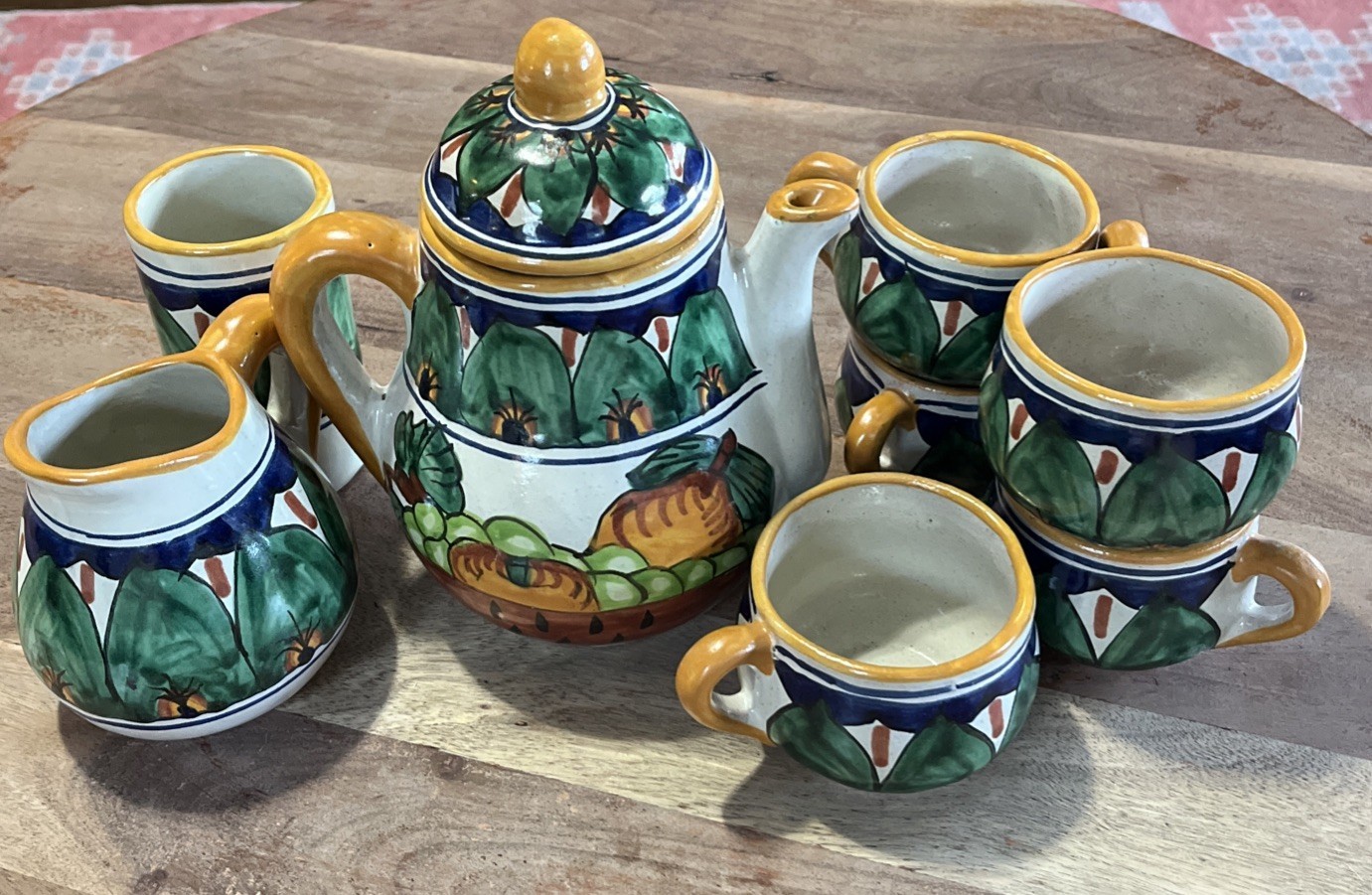 Vintage Handpainted Pottery Tea Set 9 Pieces - $39.30
