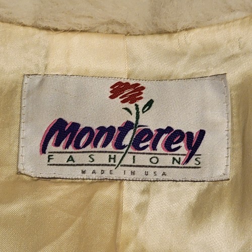 Vintage 80’s Monterey Fashions White Faux Fur High Pile Coat Women’s 14 USA Item image 13