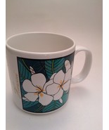 Hawaiian Mug - White Flower Coffee Tea Mug/Cup Hawaii Palms Green White - $9.10 CAD
