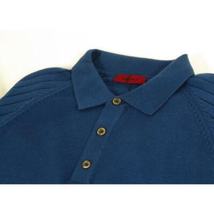 Men's Sweater Knit By BRANGO Turkey Polo Neck Cotton Blend 21220 Sax Blue image 4