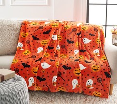Hay &amp; Harvest Oversized Printed Plush Halloween 60x80 Throw in Ghostly Treats - £155.54 GBP