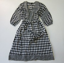 NWT J.Crew Tie-waist Button-front Midi in Black White Mixed Gingham Dress XS - £56.31 GBP