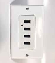 LD-U002 USB Charging Wall Outlet 4-Port USB Charger with LED light, White - $15.83