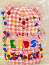 Avon Gingham Teddy Bear Organizer Bag Pink Baby Girl Decor Nursery Vintage New - £18.81 GBP