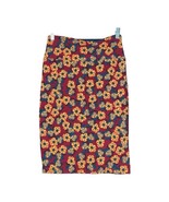 LuLaRoe Womens Red Orange Floral Cassie Pencil Stretch Skirt Plus Size X... - $9.89