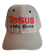 JESUS IS MY BOSS Hat Cap Khaki Embroidered Adjustable One Size Baseball ... - $220.08 MXN