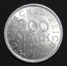 GERMANY 200 MARK ALU COIN 1923 A WEIMAR TIME RARE COIN aUNC - £6.85 GBP