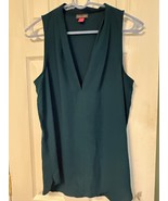 Vince Camuto Womens Crepe V-Neck Panel Front Sleeveless Blouse GREEN Size S - $14.84