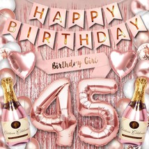 45Th Birthday Party Decorations For Women Rose Gold Supplies Big Set With Birthd - £25.38 GBP