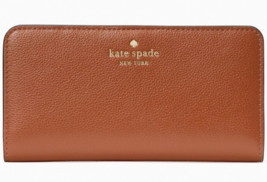 Kate Spade Bailey Large Slim Bifold Brown Leather Wallet K9754 NWT $179 MSRP - £47.45 GBP