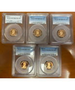 Lot of 5 Lincoln Memorial Cent Proof Pennies PR69 and 70 DCAM 1995-2007 - $203.09 CAD