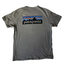 Patagonia Men&#39;s P-6 Back Logo Cotton T-Shirt Short Sleeve Size L Gray - £16.07 GBP