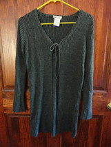 WOMANS GRAY LONG SLEEVE SWEATER FRONT TIE MISSY SIZE S 4/6 FADED GLORY - $8.00