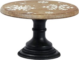 Rustic Cake Stand 10 Inch, Wood Cake Stands Round with Snowflake Carved - £9.90 GBP
