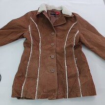 Marcelle Renee Jacket Women's L Brown Genuine Leather Full Button Jacket Pockets image 12