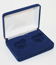 Blue Felt Coin Display Gift Metal Box Holds 2-Quarters Or Presidential $1 Dollar - £6.75 GBP