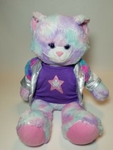 Build A Bear Pastel Swirl Kitty Cat Purple Pink Aqua Sound Purrs Meows UK - £15.04 GBP