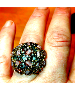 Vtg. Rose quartz &amp; gold ring Sz 7.5 - $469.12 MXN