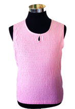 Basic Editions Blouse Juniors XLarge Pink Sleeveless Smocked Cotton Spandex - £7.56 GBP